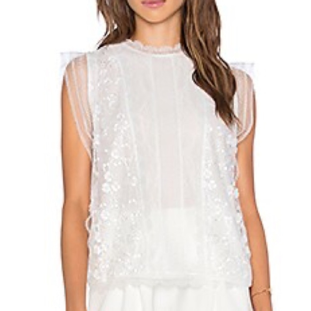 Alexis Essie Embroidered Floral Lace white Top